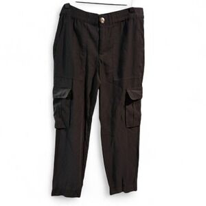 Sanctuary Black Cargo Jogger Pants Size 30 Utility Lightweight Elastic Waist‎